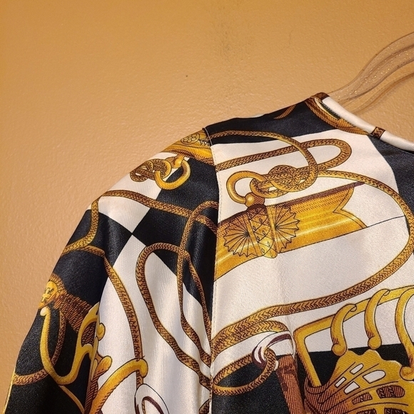 Tess | Vintage Nautical Paroque Print Peplum Blouse (Size 12) - Picture 3 of 13